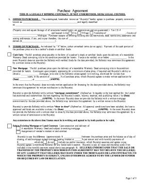 Michigan Real Estate Purchase Agreement