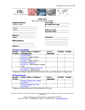 CTL Reagent Order Form