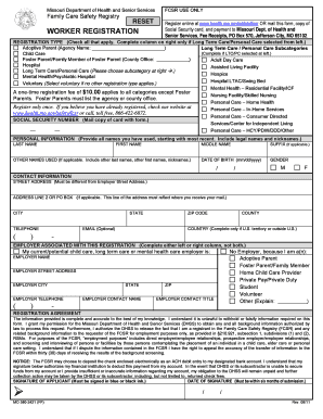 Missouri Family Care Safety Registry Worker Registration Form
