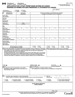 Canada Study Permit Application Form