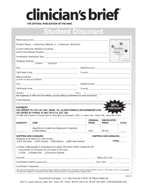 Veterinary Student Discount Form