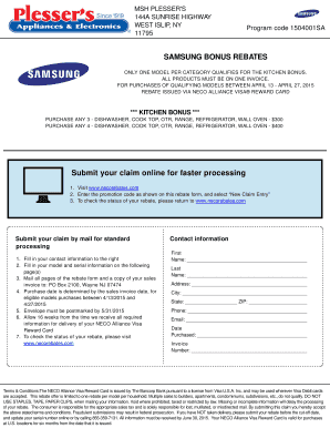 Samsung Bonus Rebate Form