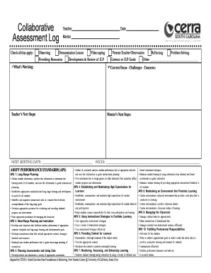 Teacher Assessment Log Form