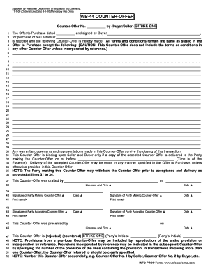 Wisconsin Real Estate Counter-Offer Form