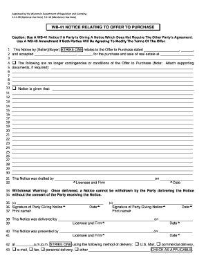 Wisconsin WB-41 Notice Relating to Offer to Purchase