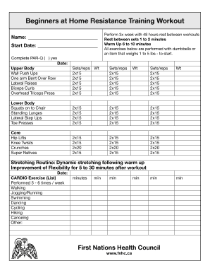 Beginner Home Resistance Training Workout Form