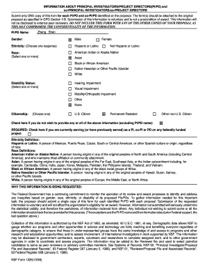 NSF Form 1225 Principal Investigator Information