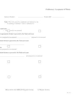 Preliminary Acceptance of Thesis Form