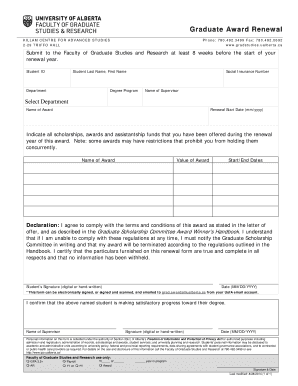 Graduate Award Renewal Form