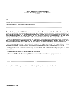 Transfer of Copyright Agreement