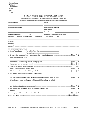 Go Kart Tracks Supplemental Application