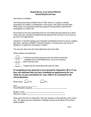 Pennsylvania School Physical Exam Form