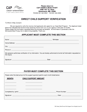 Child Support Verification Form
