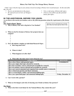 History Fair Field Trip Assignment