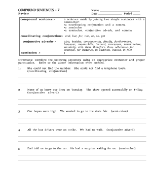 Compound Sentences Worksheet