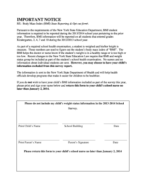 BMI State Reporting Opt-out Form