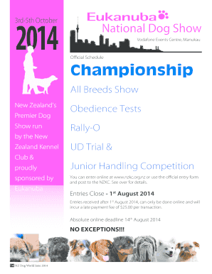 New Zealand National Dog Show Entry Form