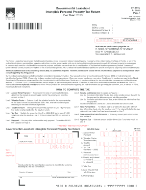 Florida Governmental Leasehold Intangible Personal Property Tax Return