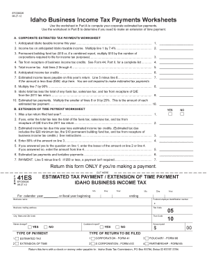 Idaho Business Income Tax Payments Worksheet