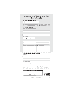 Health Fund Cancellation Certificate
