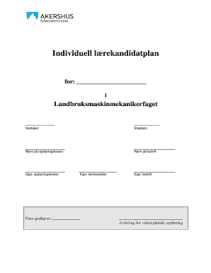 Individual Apprentice Plan for Agricultural Machinery Mechanic