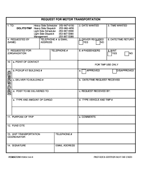 Request for Motor Transportation