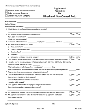 Hired and Non-Owned Auto Insurance Application