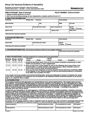 Group Life Insurance Evidence of Insurability