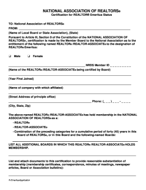 REALTOR® Emeritus Status Certification
