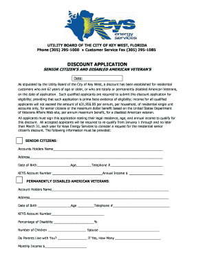 Senior Citizen and Disabled Veteran Discount Application