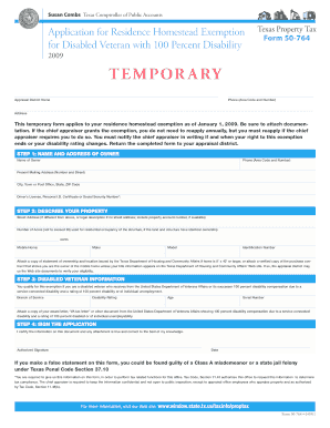 Texas Disabled Veteran Residence Homestead Exemption