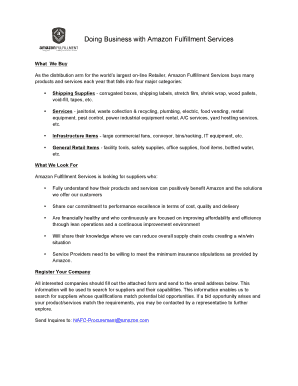 Amazon Fulfillment Services Supplier Inquiry Form
