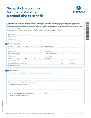 Group Risk Insurance Terminal Illness Claim Form
