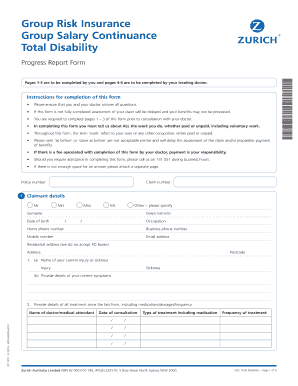 GSC Total Disability Progress Report Form