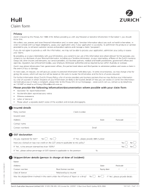 Hull Claim Form