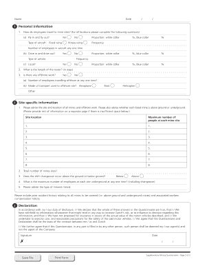 Supplementary Mining Questionnaire