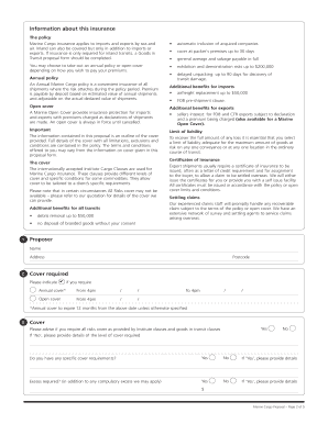 Marine Cargo Insurance Proposal Form