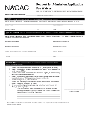 Admission Application Fee Waiver