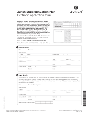 Zurich Superannuation Plan Application Form