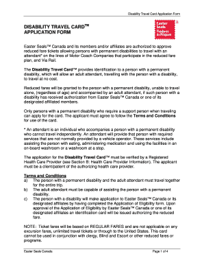 Disability Travel Card Application Form