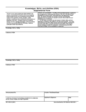Knowledge Skills and Abilities Form