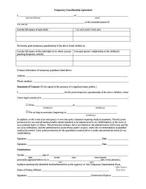 Temporary Guardianship Agreement
