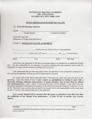 30 Day Notice to Vacate