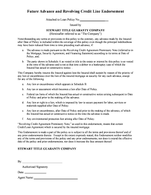 Future Advance and Revolving Credit Line Endorsement