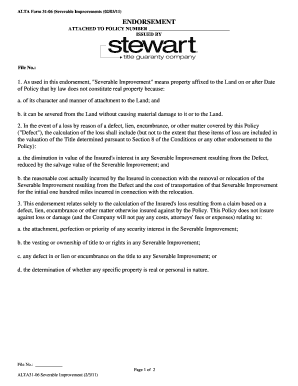 ALTA Form 31-06 Severable Improvements Endorsement