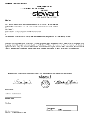 ALTA Form 17-06 Access and Entry Endorsement