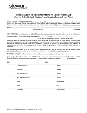 Subordination of Mechanics' Liens to Mortgage