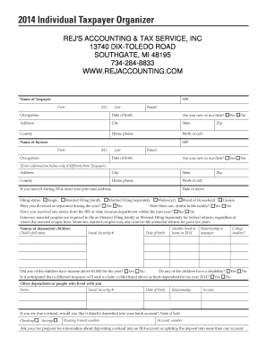 2014 Individual Taxpayer Organizer