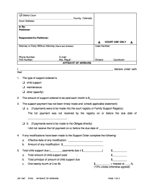 Affidavit of Arrears