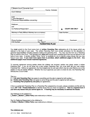 Colorado Parenting Plan Form